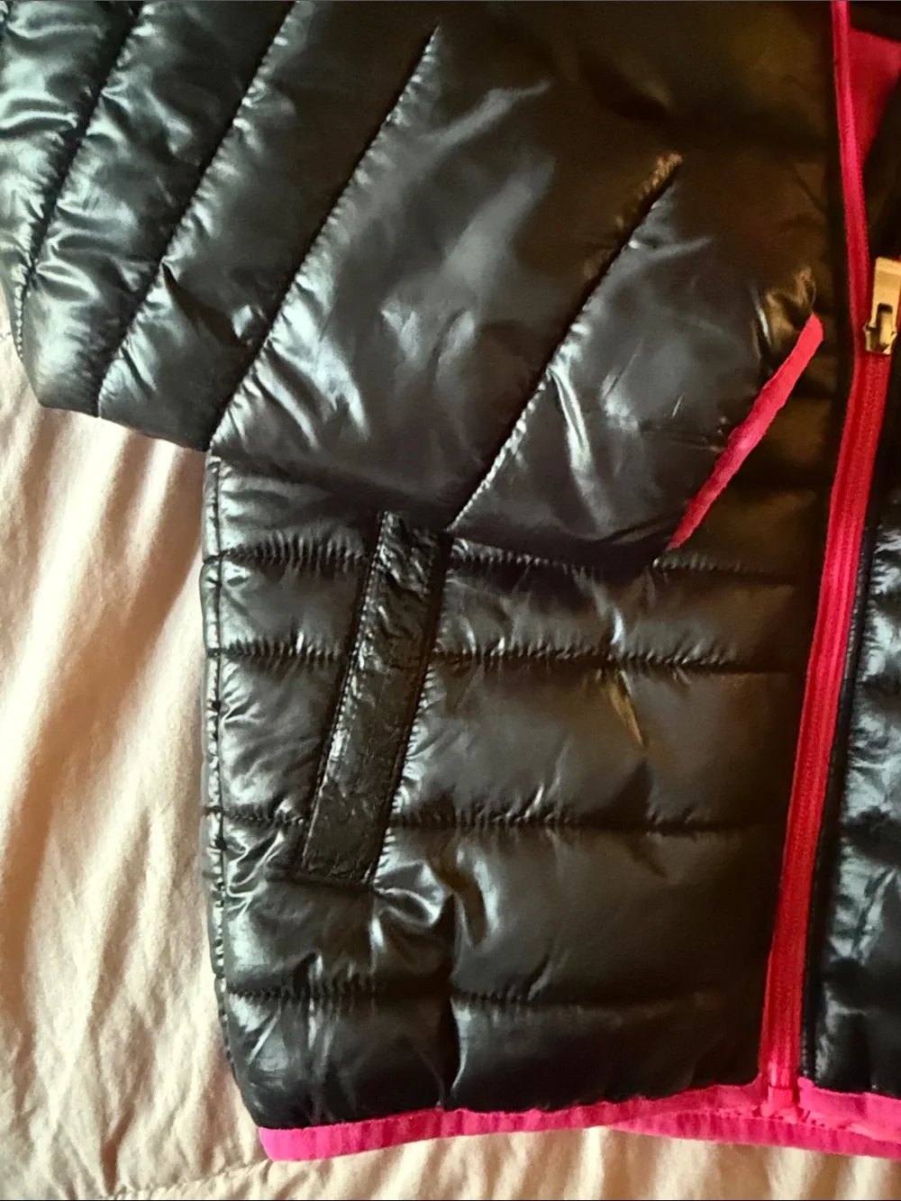 Nike Black Puffer Jacket with Pink Trim for Kids